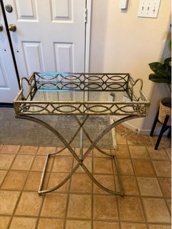 World Market Folding Mirrored Accent Table / Butler Tray