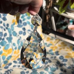 Set of 4 Vintage Med. Chandelier Lamp Glass Sun Catcher Prism Crystals Keychain Bag Charm Xmas Wedding 