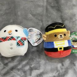 Squishmallow Christmas Snowman Manny & Nutcracker Braven plushies NWT