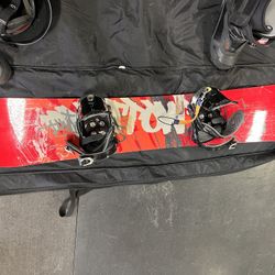 Snow Board, Boots, Helmet And Bag