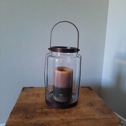 Glass Lantern With Candle