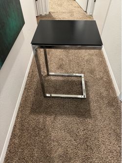 Steel & Black Glass C-Table - Excellent Condition