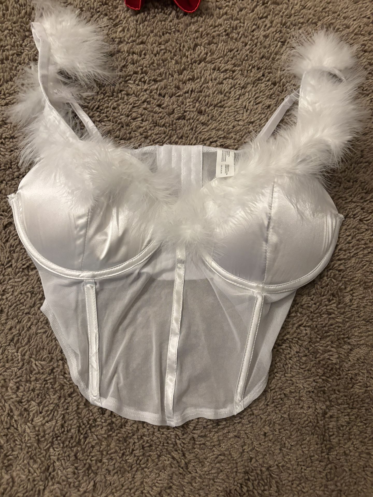 Angel White Fur Corset Women’s Halloween Costume 