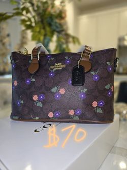 Coach Floral Satchel – Dark Brown/Purple (Brand New)
