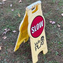 Portable Weather Resistant Double Sided Slow Kids At Play Safety Sign