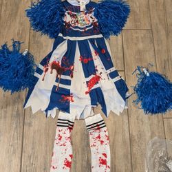 IKALI Girls Zombie Cheerleader Costume with Pompoms for Halloween