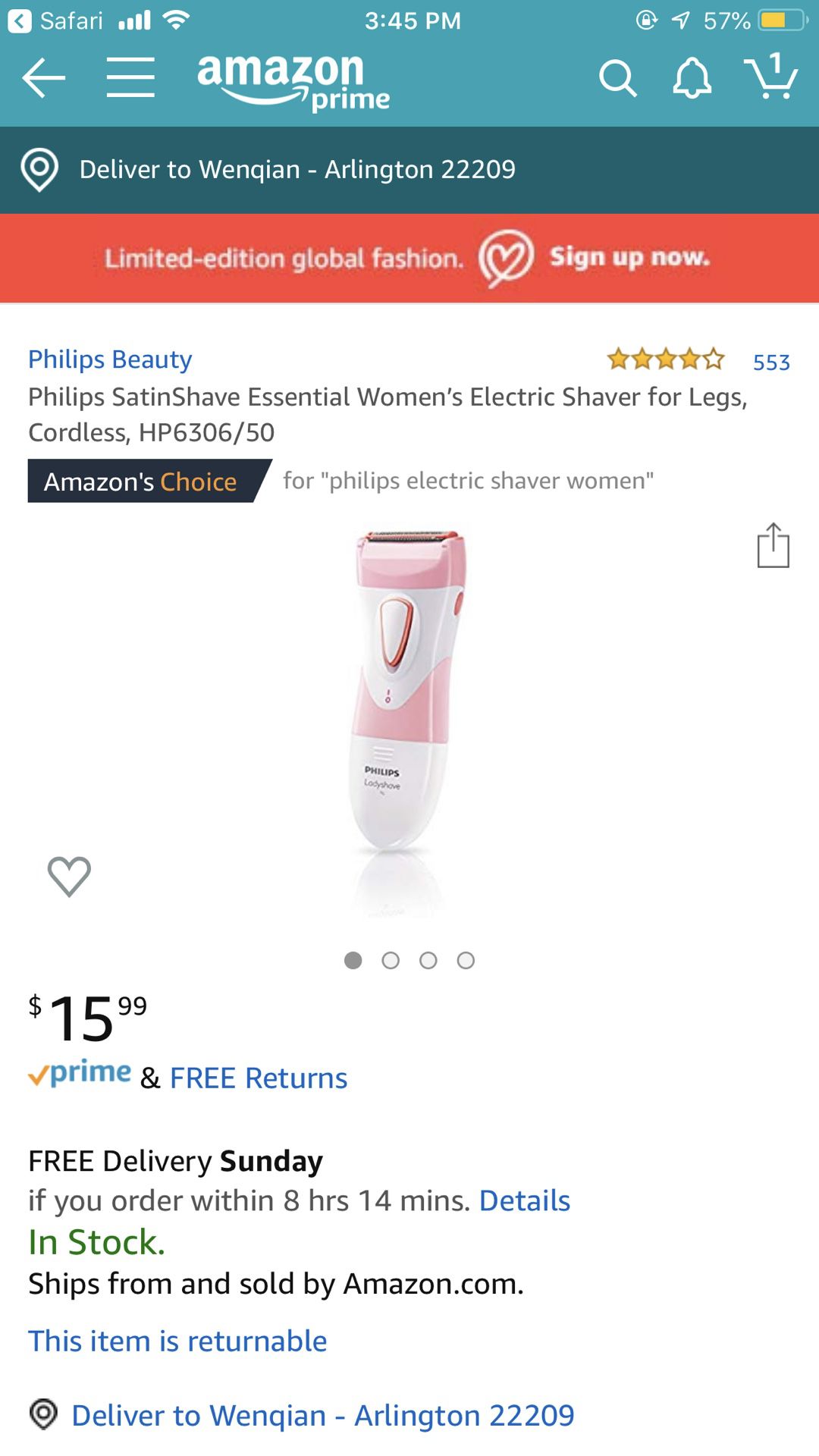 Philips women’s electronic shaver for legs