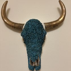 Turquoise Embellished Skull Wall Art