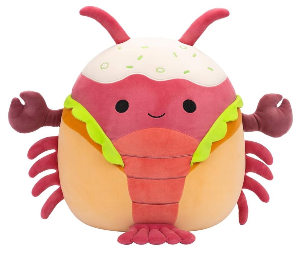 Squishmallows Original Large 14-Inch Lorono Lobster in Lobster Roll - New in box