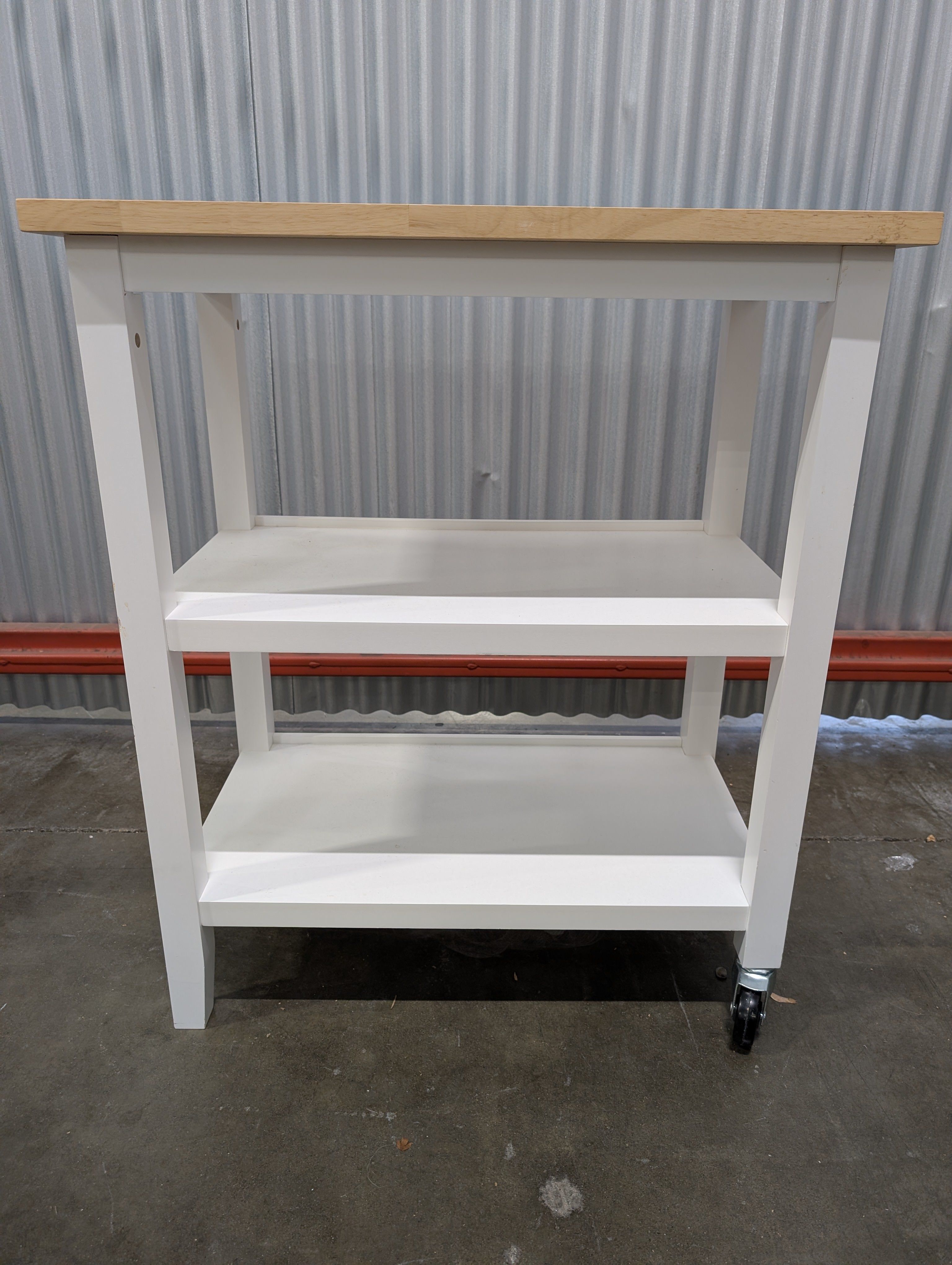 Charming Two-Tiered Trinity Wood Top Kitchen Cart