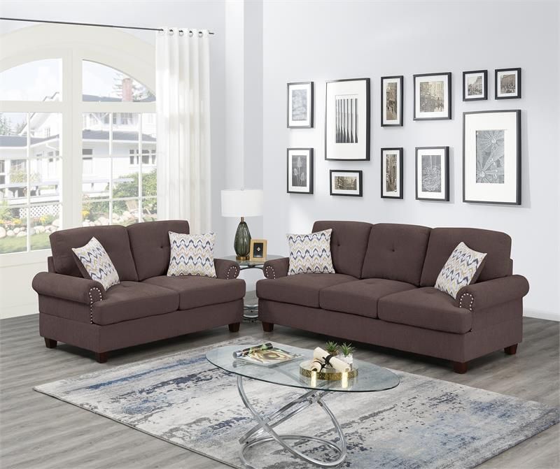 Sofa & Loveseat – Brown Color