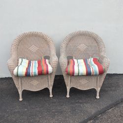 Hampton Bay Wicker Patio Chairs with Cushions (Set of 2)