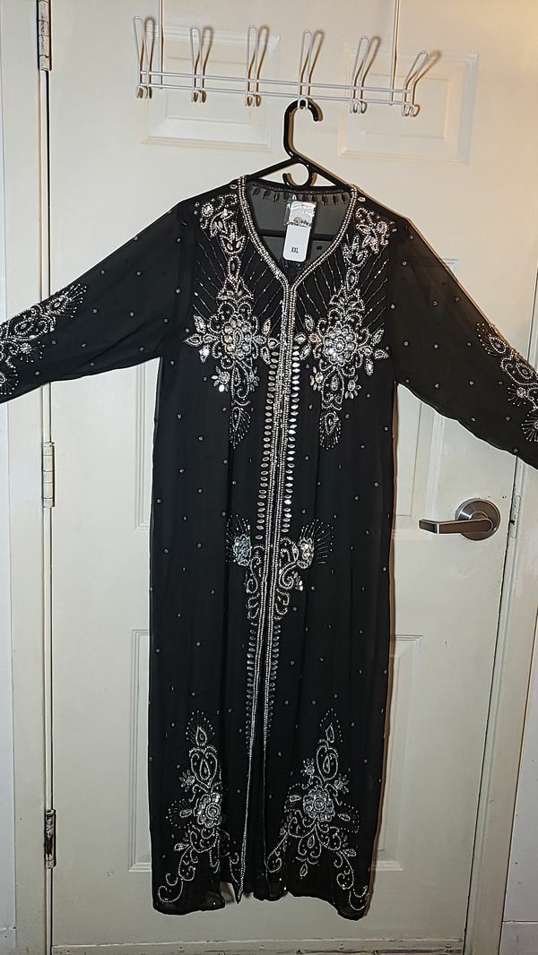 Womens Fashion Open Abaya Long Sleeve Cardigan Chiffon Size XXL