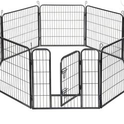 Tall Garden Fence, 32 in(H) 8 Panels Dog Fence Outdoor for Yard. 