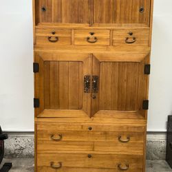    JAPANESE THREE-SECTION ISHO-DANSU (CLOTHING CHEST) (Kimono Chest)  Additional Details  Description:  JAPANESE THREE-SECTION ISHO-DANSU (CLOTHING CH