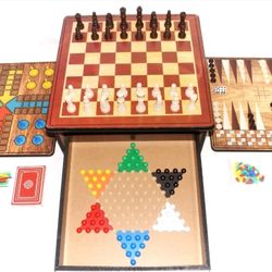 Deluxe Game Gallery 12 in 1 Game House w/ 12 Classic Games w/ Wooden Game Chest
