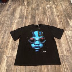 Black Hallstar graphic tee with blue face graphic #hallstar #graphic