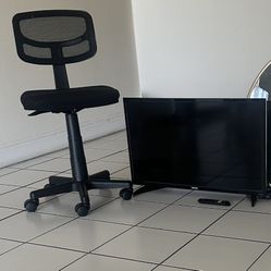 Televisor Toshiba 32” Con Control Remoto Y Silla Para Oficina 