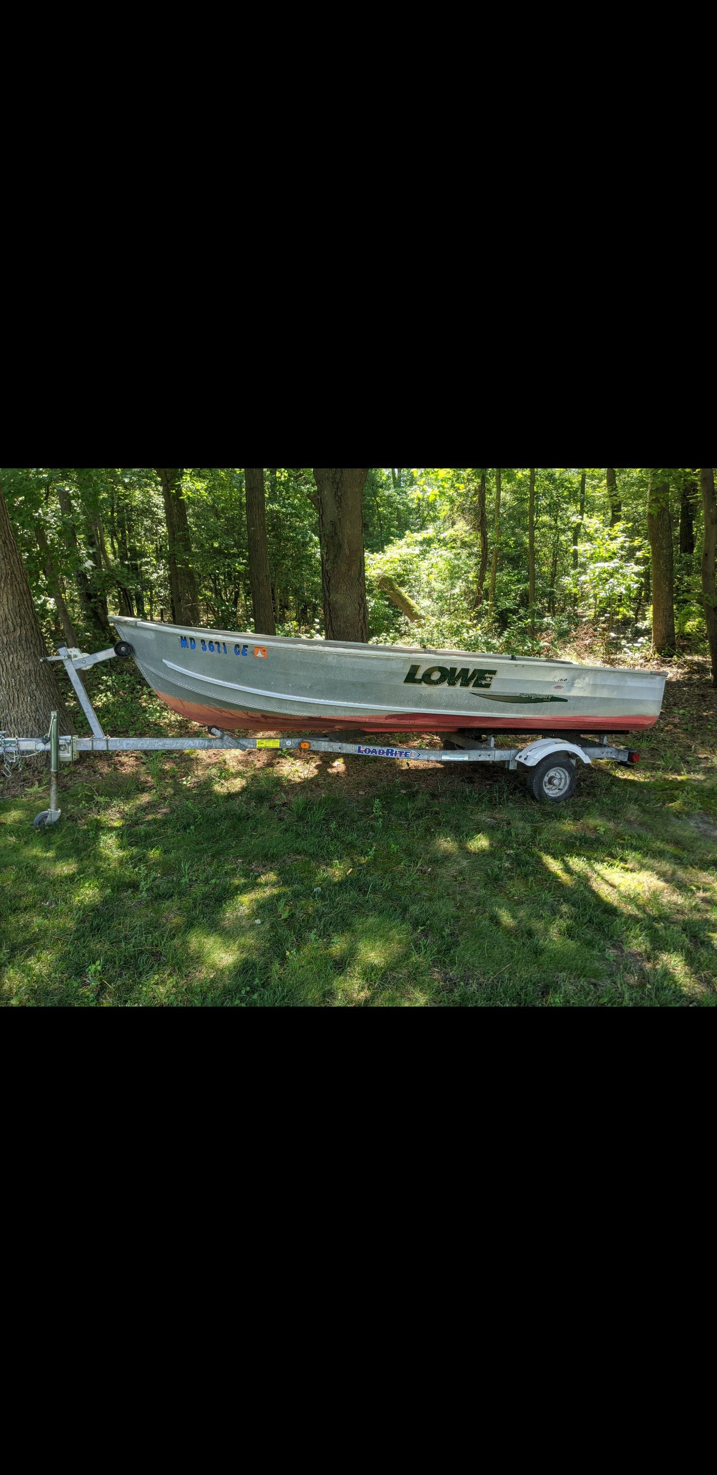 14ft boat, trailer, and motor