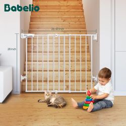 Babelio 26-43" No Bottom Bar Baby Gate for Babies, Elders and Pets, 2-in-1 Auto Close Dog Gate for The House, Stairs and Doorways, Safety Pet Gates wi