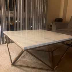 Faux Marble Top And Gold Living Room Table