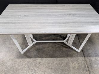 Versatile Grey Wood Grain Folding Utility Table