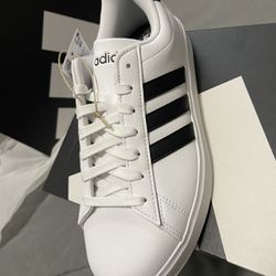 Adidas SHOES WOMEN Daily SHOES *CONFORT New + Box Edition 2025  SIZE 7  Grand Court 2.0   BLACK WHITE  Adidas shoes / NEW  NEW + BOX Size 7/ 7.5