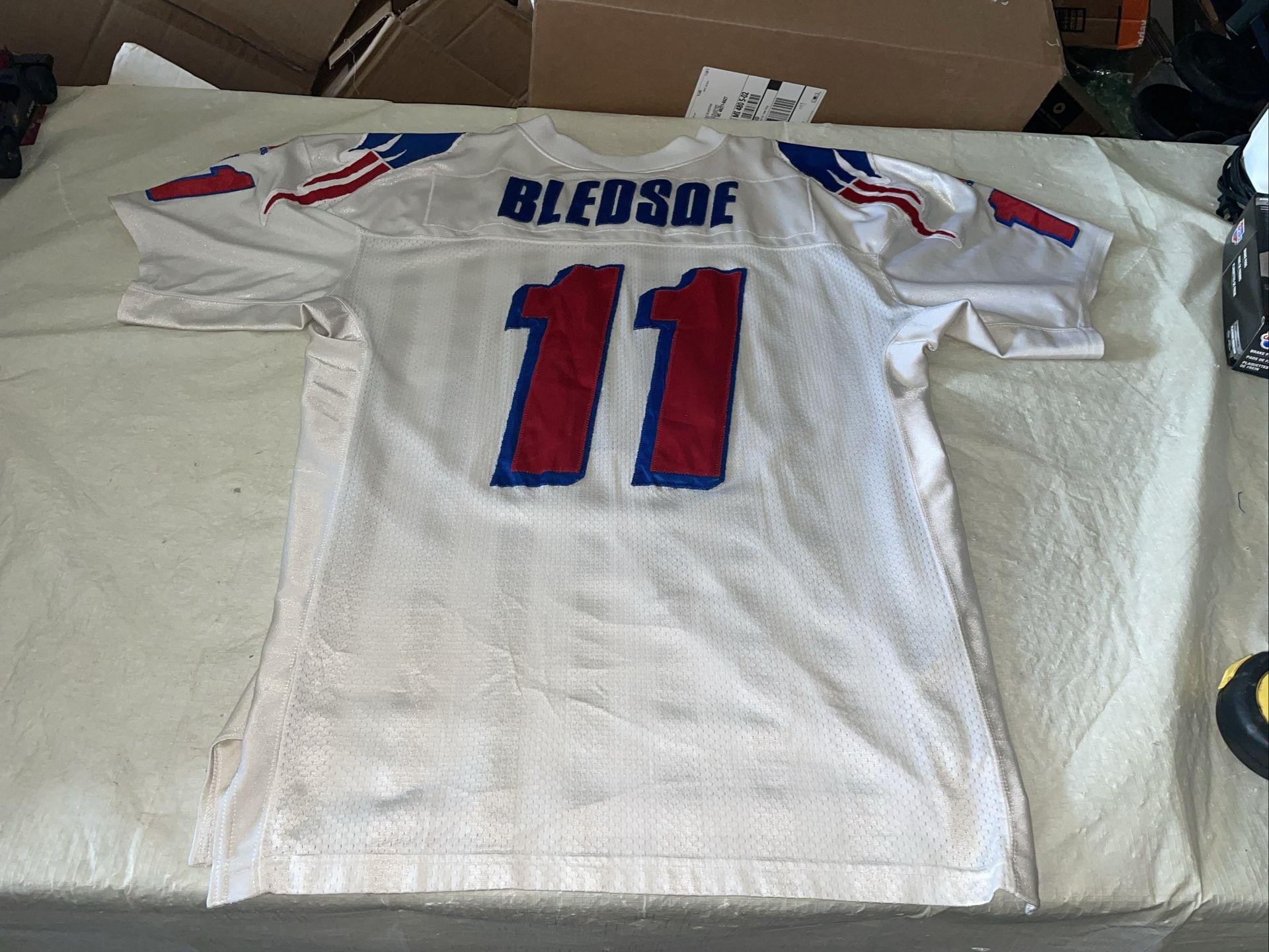 Authentic Drew Bledsoe Adidas Patriots Jersey Men 52 Clean White SEWN Pro Line