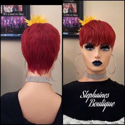 Human Hair Blended Not A Lace Front Pixie Cut Wig 