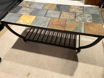 Slate Tile Top Coffee Table with Metal Frame