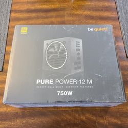 New Sealed be quiet! Pure Power 12 M 750W ATX 3.0 Power Supply | 80+ Gold Efficiency | PCIe 5.0 | 2 12V-rails | 10 Year warranty 