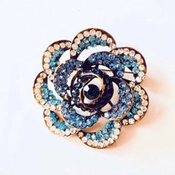 Vintage Blue Statement Large Brooch, Boutique Gift Ideas 