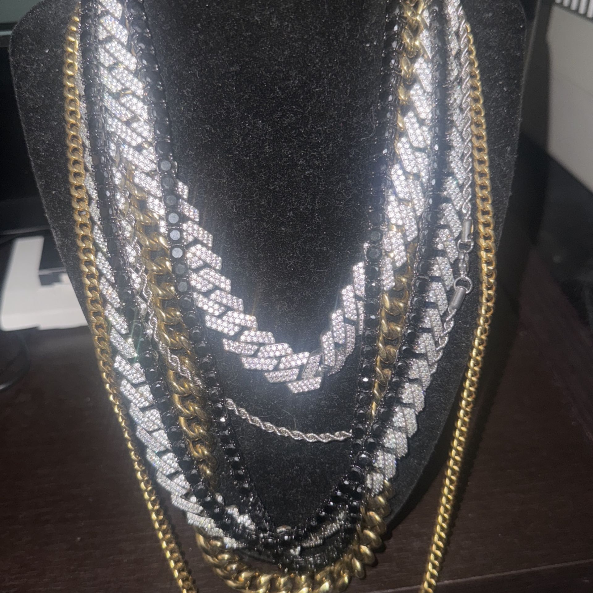 Two Black Zirconia Diamond Row Chains