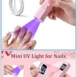 Handheld UV Nail Light for Gel Nails, Flash Cure Nail Lamp with LED Display, Mini Led Nail Lamp Pen Settings 20/60s Timer, Hand Held Nail Light for Gl