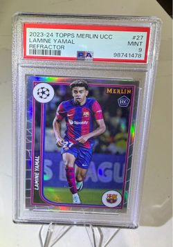 2023-24 Topps Merlin UCC Lamine Yamal #27 Refractor Rookie RC PSA 9