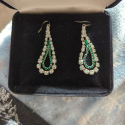 Diamond And Emerald Teardrop Earrings 