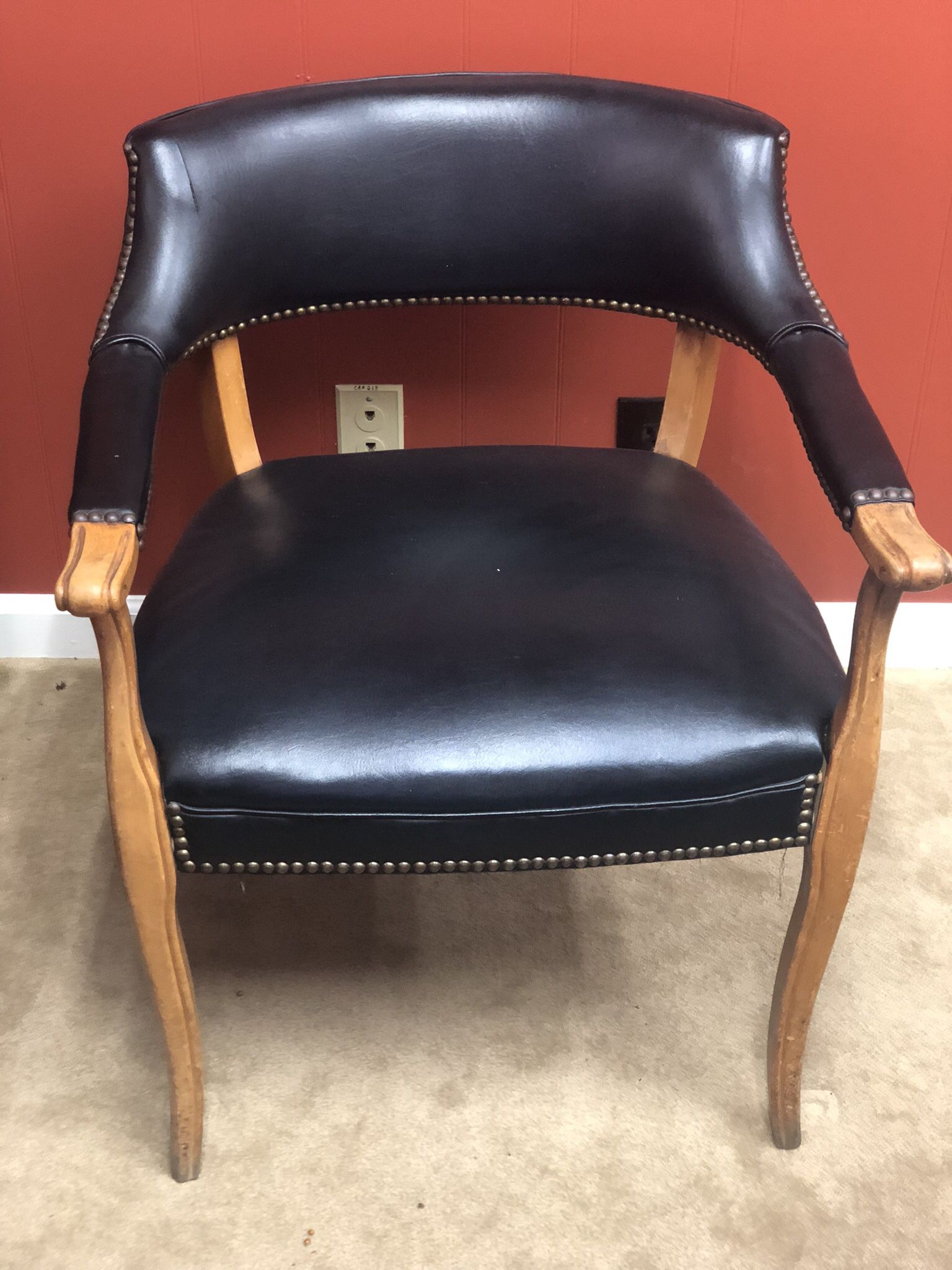 Chair, Leather, Navy Blue
