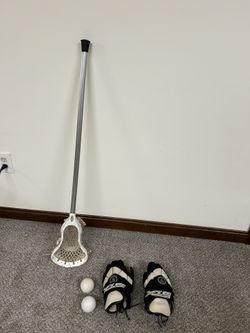 Lacrosse Stick, Gloves, 2 Balls