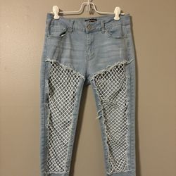 DENIM FISH NET STYLE JEANS Size 11