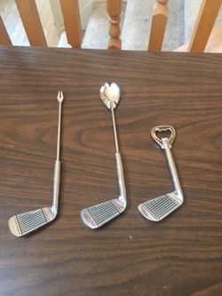 Mid Century Golf Club Handle Bar Tool Set - 3 Pieces Stainless Steel Made in Japan