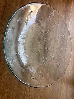 Large Coastal Glass Bowl with Sea Shell and Starfish Design