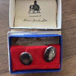 Vintage Oval/ Shield sterling silver, twist lock clip on earrings Hand engraved, hand fabricated, from Bangkok, in original box, numbered