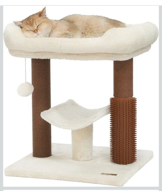 Hoopet cat Tree Tower,cat Scratching Post for Indoor Cats,Featuring with Super Cozy Perch,Cat Self Groomer and Interactive Dangling Ball Great for Kit