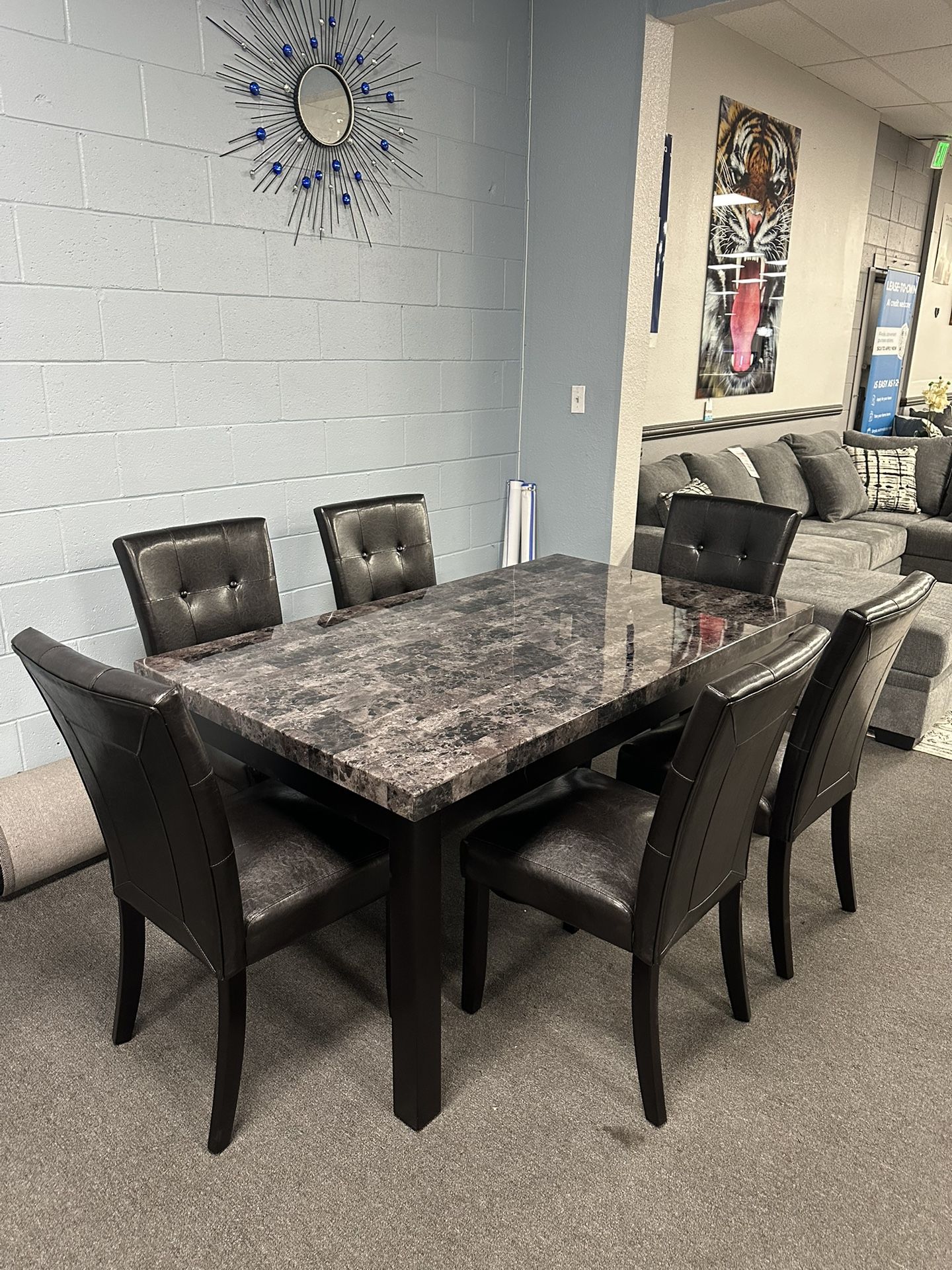 7PC Black Dining Table Set