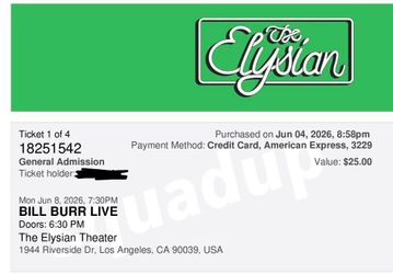 1 Ticket for Bill Burr at Elysian Theater 6/8