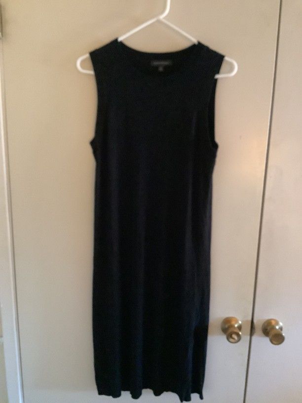 Banana Republic Blk. Sls. Miidi Rn. Slitted Blended Fabric Fabric Dress Size XL
