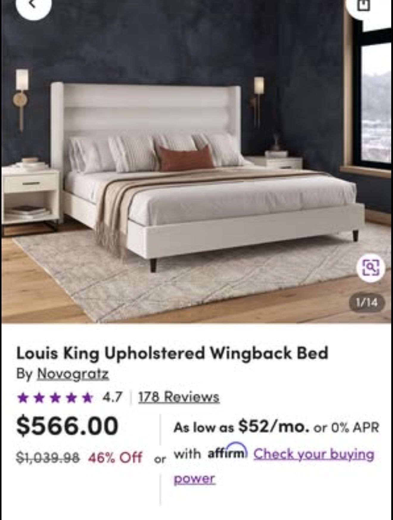 King size NEW Bed Frame Unholstered Wingback