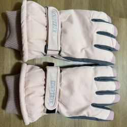 XUELUNZI Pink Gray Winter Gloves