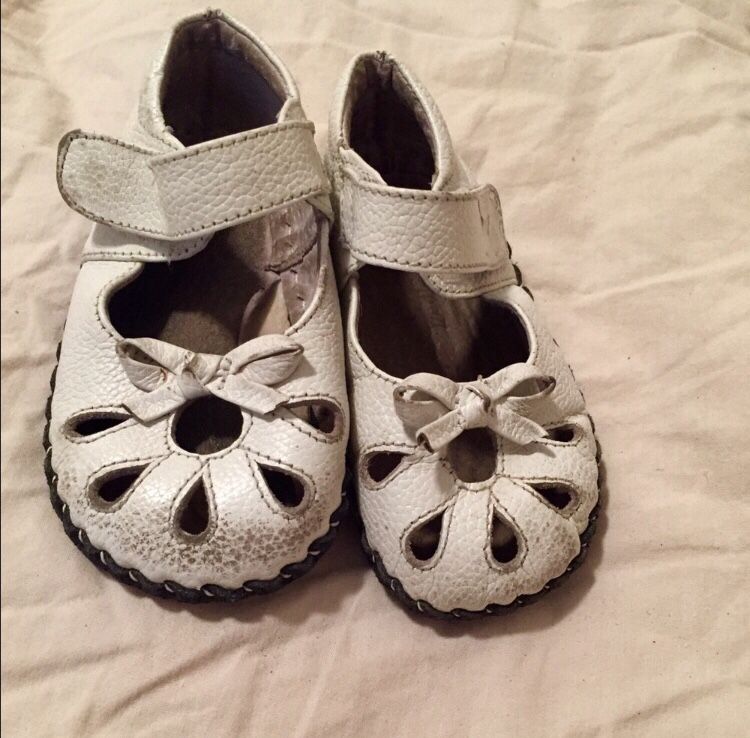 Infant Girl 4 Leather White Pediped Mary Jane Dress Shoes/Crib Shoes