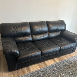 Black Leather Sleeper Sofa Couch